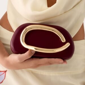 Sculptural Gold Handle Clutch Purse